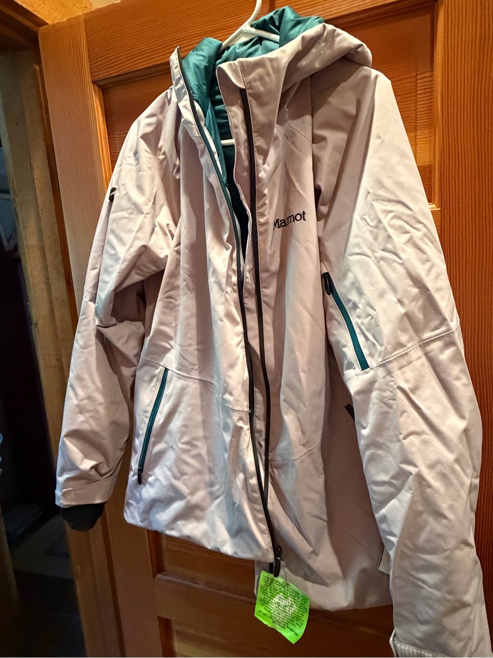 Marmot Women's Light Gray Ski Jacket with Teal Accents
